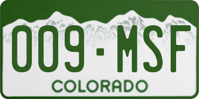 CO license plate 009MSF