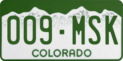 CO license plate 009MSK