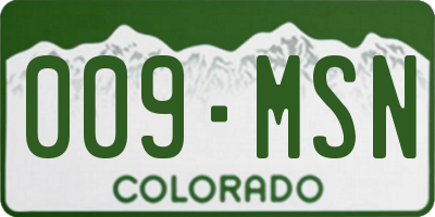 CO license plate 009MSN