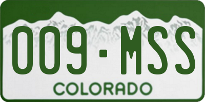 CO license plate 009MSS
