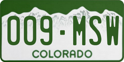 CO license plate 009MSW