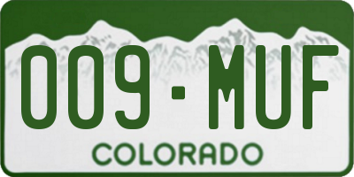 CO license plate 009MUF