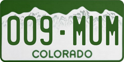 CO license plate 009MUM