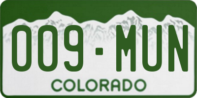 CO license plate 009MUN