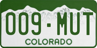 CO license plate 009MUT