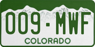 CO license plate 009MWF