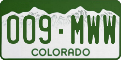 CO license plate 009MWW