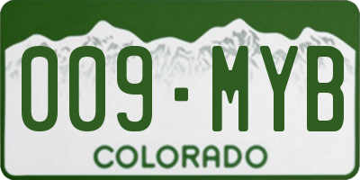 CO license plate 009MYB