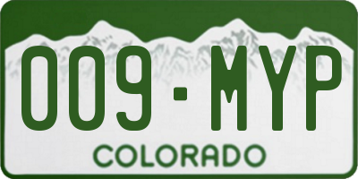 CO license plate 009MYP