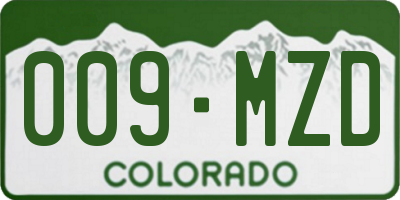 CO license plate 009MZD