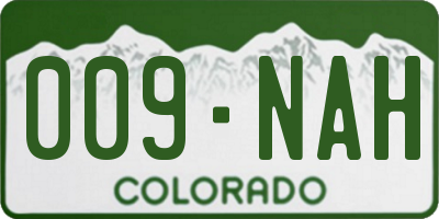 CO license plate 009NAH