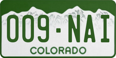 CO license plate 009NAI