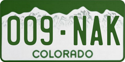 CO license plate 009NAK