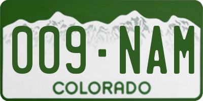 CO license plate 009NAM