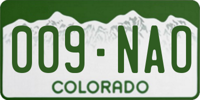 CO license plate 009NAO