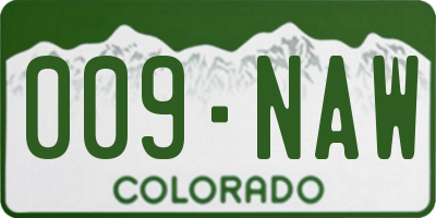 CO license plate 009NAW