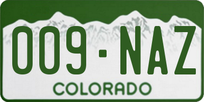 CO license plate 009NAZ