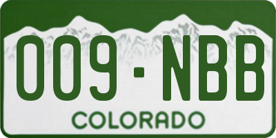 CO license plate 009NBB