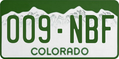 CO license plate 009NBF