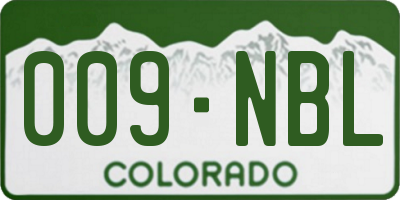 CO license plate 009NBL