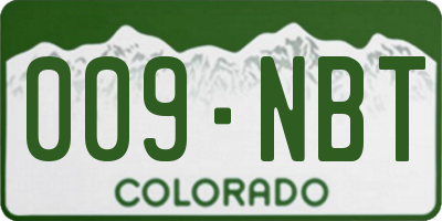 CO license plate 009NBT