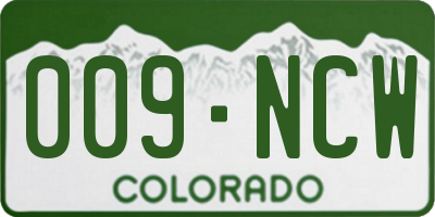 CO license plate 009NCW