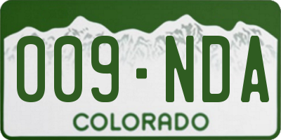 CO license plate 009NDA