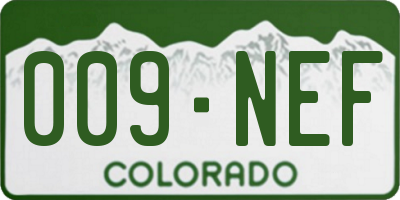 CO license plate 009NEF