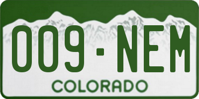 CO license plate 009NEM