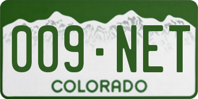 CO license plate 009NET