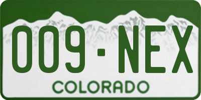 CO license plate 009NEX