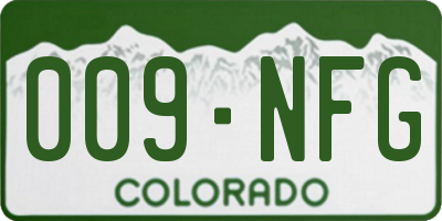 CO license plate 009NFG