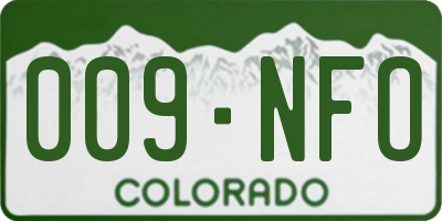 CO license plate 009NFO