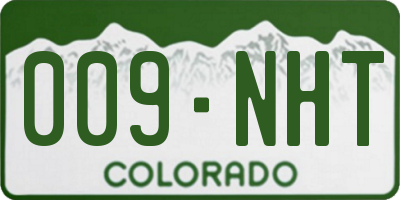 CO license plate 009NHT