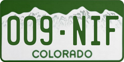 CO license plate 009NIF