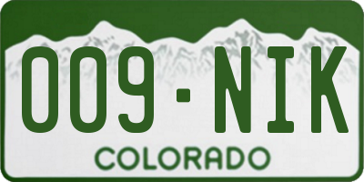 CO license plate 009NIK