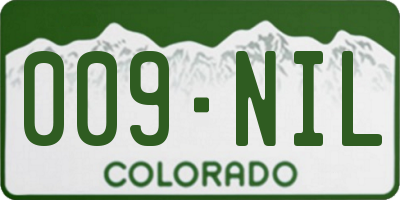 CO license plate 009NIL