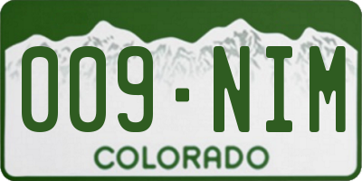 CO license plate 009NIM