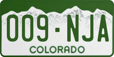 CO license plate 009NJA