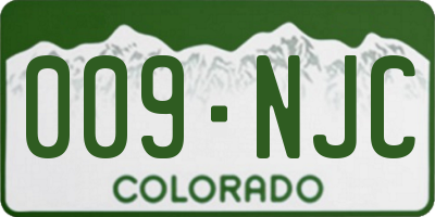 CO license plate 009NJC
