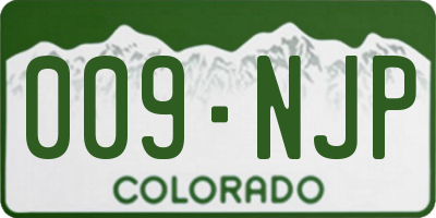CO license plate 009NJP