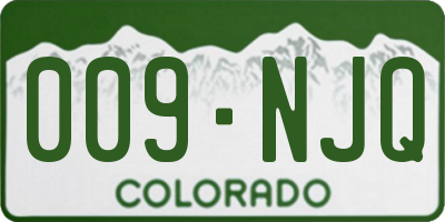 CO license plate 009NJQ