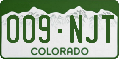 CO license plate 009NJT