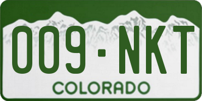 CO license plate 009NKT