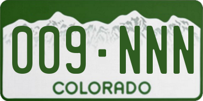 CO license plate 009NNN