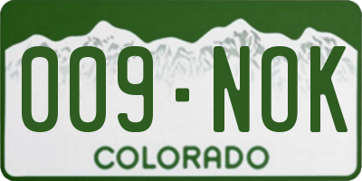 CO license plate 009NOK