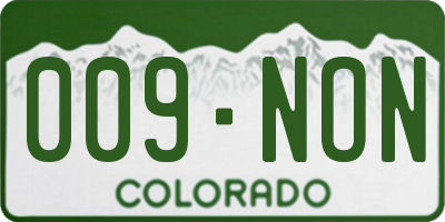 CO license plate 009NON