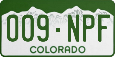 CO license plate 009NPF