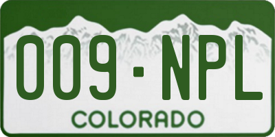 CO license plate 009NPL