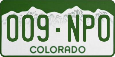 CO license plate 009NPO